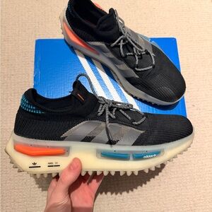 Adidas NMD_S1 Black Shoes with Orange and Blue Highlights Men’s Size 13US
